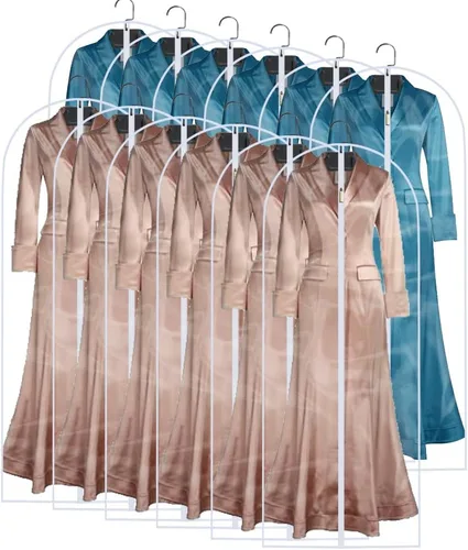 Vista 15 de Bolsas transparentes para colgar ropa de viaje (juego de 6) bolsas de traje para almacenamiento de ropa, bolsas de almacenamiento de ropa, funda