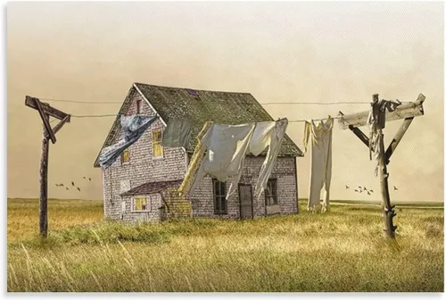 Vista 9 de Lavandería rural para el día de la lavandería, imagen retro, granja, naturaleza, paisaje, naturaleza muerta, lienzo estético, impresiones artísticas