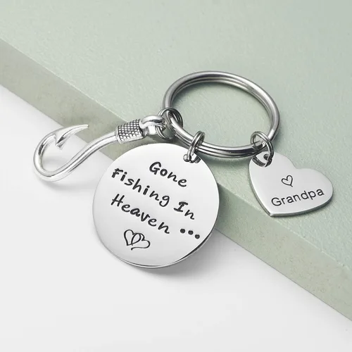 Vista 3 de Llavero de regalo conmemorativo con texto en inglés "Still Riding in Heaven" PAPA Grandpa Loss of Father Gift in Memory of Dad Grandfather Keyring