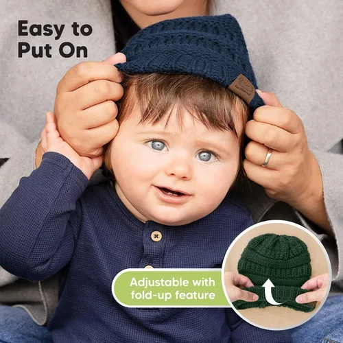 Vista 8 de Paquete de 3 gorros de bebé, sombreros para recién nacido, sombreros para bebé, sombreros para niña, gorro para recién nacido, gorro de invierno