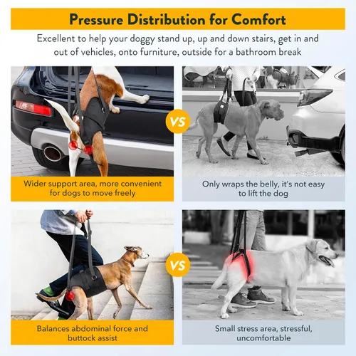 Vista 4 de Arnés de elevación para perros, soporte ajustable para perros grandes, patas traseras, ayuda de movilidad para perros mayores, chaleco asistente