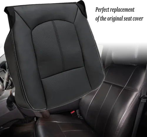 Vista 2 de GXARTS Funda de asiento de cuero de repuesto para parte inferior del lado del conductor, color negro #5B o 6B, compatible con Ford F250 F350 F450