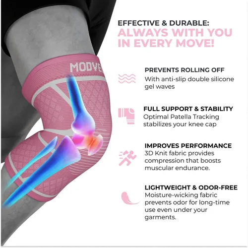 Vista 4 de Modvel Paquete de 2 rodilleras para mujeres y hombres – Rodilleras de compresión de entrenamiento para aliviar el dolor de rodilla, apoyo articular