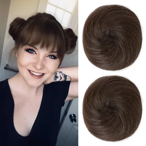Vista 27 de REECHO Space Bun Hair Pieces, 2 piezas de mini clips de garra en moños desordenados y orejas de gato, extensiones de moño de cabello falso HB001