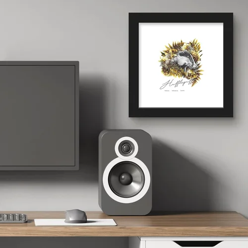 Vista 5 de Trends International Gallery Pops - Póster de pared de Harry Potter Hufflepuff Crest Romance, 12 x 12 pulgadas, versión enmarcada en negro