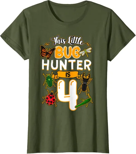 Vista 54 de Camiseta de fiesta de cumpleaños de insectos de este cazador de insectos de 4 años, Negro, S