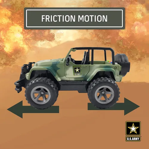 Vista 3 de Lollipop United States Army Camión de juguete con potencia de fricción 1/16 modelo de vehículo todo terreno con luz de coche y sonido, juguete