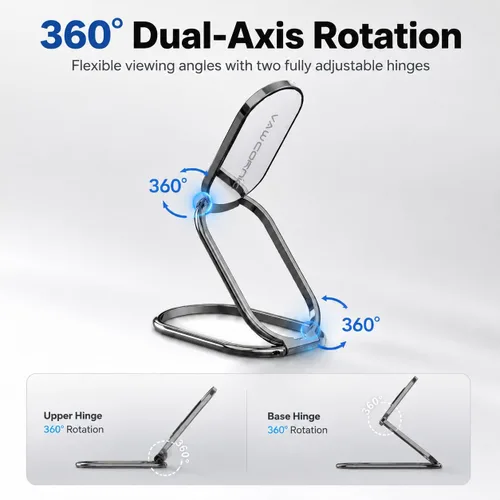 Vista 2 de VAWcornic Soporte para anillo de teléfono, soporte de dedo giratorio de doble dirección de 540° para iPhone, Samsung, Huawei Smartphone, Tablet