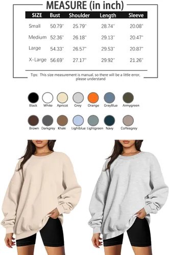 Vista 5 de Trendy Queen Sudaderas de gran tamaño para mujer, sudaderas con capucha de forro polar con cuello redondo, suéteres cómodos, ropa de otoño e