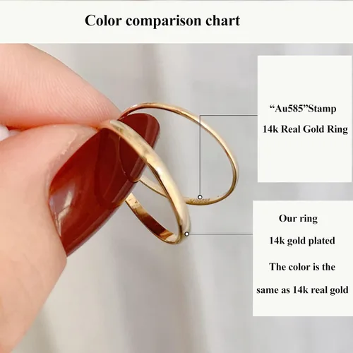 Vista 6 de Anillos de pulgar de 14 quilates para mujer, anillos apilables chapados en oro de 0.079 in, 0.118 in, 0.157 in, 0.236 in, banda fina de oro
