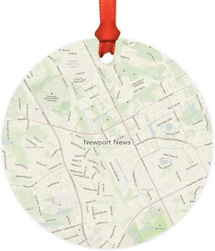 Vista 16 de Andaz Press Mapa de la ciudad de Estados Unidos redondo de madera natural MDF ornamento de Navidad, Akron, Ohio Vintage Mapa, 1 paquete, larga