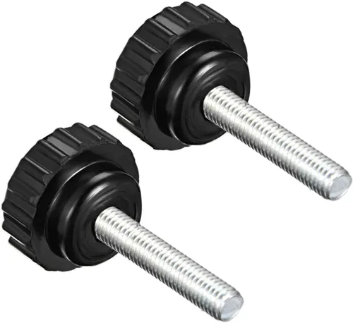 Vista 13 de Perillas de sujeción moleteadas, rosca macho M4 x 0.591 in, cabeza de 0.630 in, perno de agarre de tornillo de pulgar de plástico termoestable