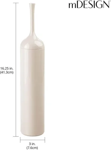 Vista 4 de mDesign Escobilla de inodoro independiente de plástico compacto y extra delgado para almacenamiento y organización del baño, cepillo resistente