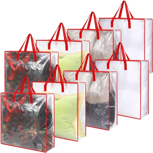 Vista 7 de 8 bolsas transparentes de almacenamiento de coronas de 26 pulgadas, contenedor de guirnaldas, guirnalda de puertas, soporte de almacenamiento de Gris