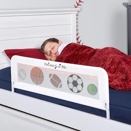 Vista 3 de Dream On Me Riel de cama de malla ajustable, dos niveles de altura, listo para usar, compatible con camas de tamaño individual, construcción