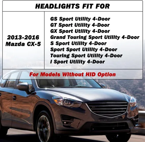 Vista 6 de Conjunto de faros SOCKIR para 2013-2016 Mazda CX-5 con bombillas, faro de proyector halógeno de reemplazo, lado izquierdo del conductor