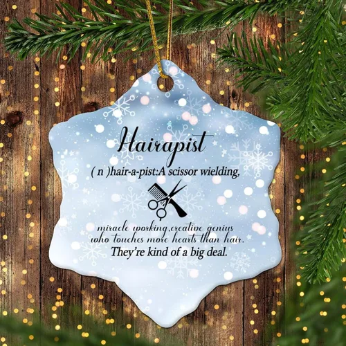 Vista 9 de Hairapist - Adornos de Navidad 2023 Definición de hairapista, decoraciones navideñas para árbol Descripción de la palabra Adornos únicos colgantes