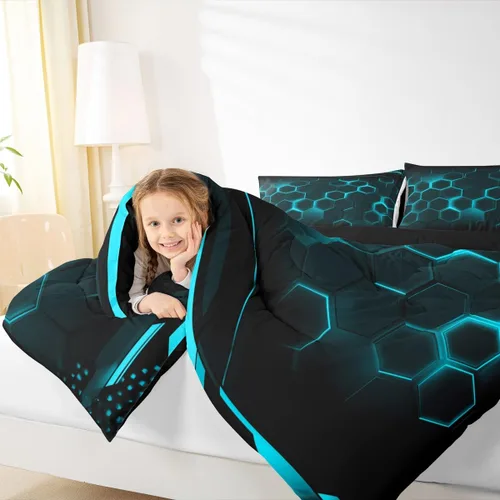 Vista 83 de Juego de ropa de cama Happy Camping de Homewish, tamaño individual, con diseño de osos cazadores y pinos, para niños, hombres, adultos, decoración