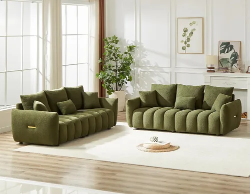 Vista 13 de Antetek - Sofá individual moderno de 35 pulgadas, cómodo asiento profundo de tela de peluche, silla de sala de estar, sofá de lectura Boucle de ocio