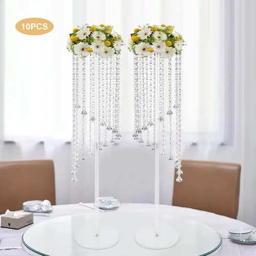 Vista 7 de Gdrasuya10 10 soportes acrílicos para flores, jarrones acrílicos de 31.5 pulgadas, centros de mesa de boda, jarrones de flores con cadenas