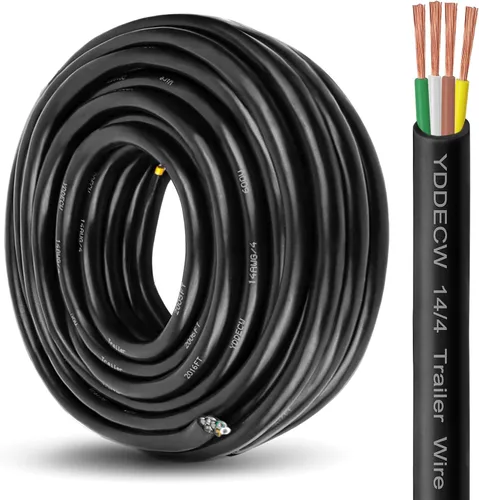 Vista 28 de Cable de Remolque de 4 Vías - Calibre 14, 4 Conductores, 10 Pies, Extensión de Cable Resistente de Cobre Puro, Cordón de Cableado para Remolque RV
