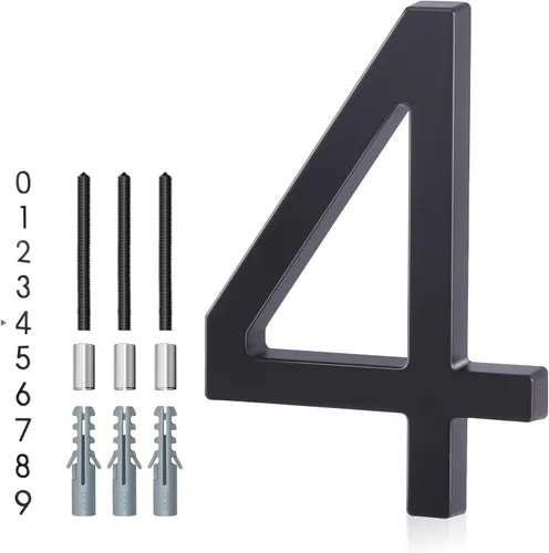 Vista 28 de Números de casa de 5 pulgadas para exterior, dirección de metal número 8, diseño moderno, acabado con recubrimiento en polvo negro resistente a