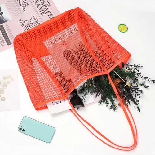 Vista 6 de WantGor Bolsa de malla de playa, bolso de compras para mujer, bolso de compras para mujer, bolso de viaje casual, bolsas de hobo plegables de gran