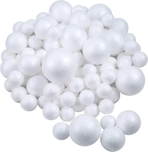 Vista 10 de Pllieay - 20 bolas de poliestireno para manualidades, 5 tamaños, color blanco