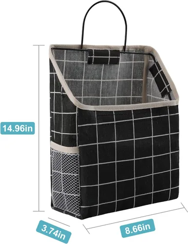 Vista 4 de Surblue Bolsa de almacenamiento para colgar en la pared con gancho adhesivo, almacenamiento colgante de armario para bolsillo, bolsa organizadora