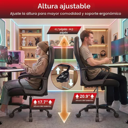 Vista 6 de FDW Gaming Chair Leather+Breathable Mesh Computer Chair Executive Support Ergonomic Office Desk Chair with Armrests 360° Swivel & Caster Five Star