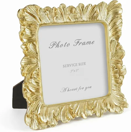 Vista 58 de Cuspin Marco de fotos de 5 x 7 pulgadas, marcos negros y dorados, marcos de resina barrocos vintage hechos a mano con parte frontal de vidrio, marco