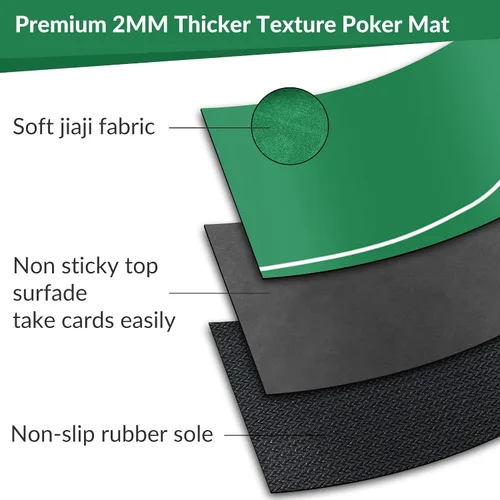 Vista 4 de nuveti Mesa de póquer de 47 x 24 pulgadas, cubierta de mesa de póquer portátil Texas Hold'em, mesa de póquer plegable, parte inferior de goma