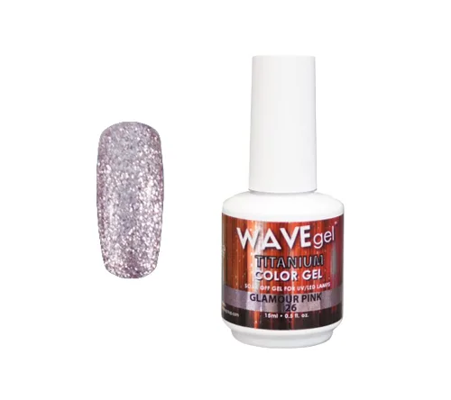 Vista 26 de WAVEGEL - Esmalte de uñas en gel con purpurina, colección Titanio, #28 Twinkle Pink I 0.5 onzas