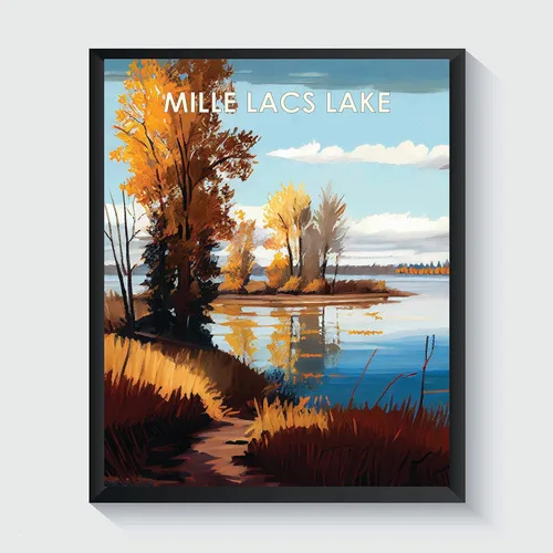 Vista 30 de Yellowstone Lake - Póster impreso artístico, ilustración, arte de pared, decoración de paisaje retro, paisaje, obra de arte para decoración de Lago