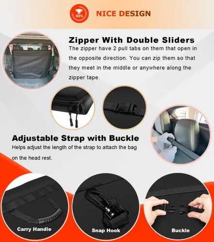 Vista 4 de Freedom - Bolsa de almacenamiento rígida con asa para Jeep Wrangler JK, JKU, JL, JLU, Sports, Sahara, Freedom, Rubicon de 2 puertas y 4 puertas