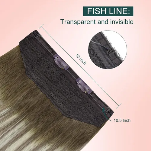 Vista 145 de Easyouth Extensión de cabello humano rubio con cola de caballo, extensiones de cabello humano rubio dorado con reflejos rubios, extensiones