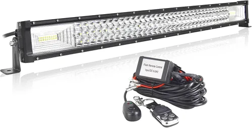 Vista 9 de Willpower Barra de luz LED recta de 22 pulgadas y 270 W para automóvil con control remoto estroboscópico de 12 V, kit de cables de cableado de 6000