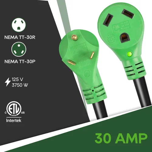 Vista 3 de RVGUARD Cable de extensión RV de 30 amperios y 25 pies Negro