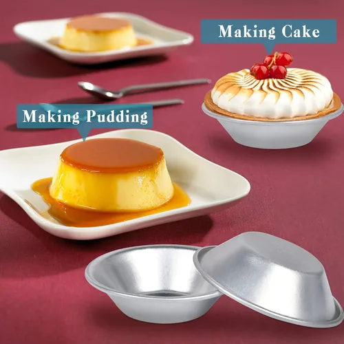 Vista 5 de Paquete de 25 moldes de aluminio para tarta de huevos, moldes de postre, antiadherentes y reutilizables