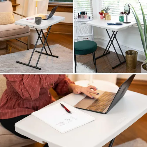 Vista 7 de Lifetime 28240 - Mesa plegable ajustable para laptop con bandeja para TV, 30 pulgadas, color almendra