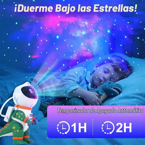 Vista 6 de LOVME Luz nocturna de proyección de estrellas de galaxia, proyector espacial de astronauta dinosaurio con 8 modos de efectos de nebulosa estrellada
