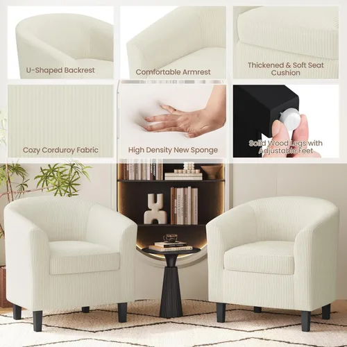 Vista 5 de Yaheetech Silla de Terciopelo Barril, Silla Decorativa Tapizada de Club, Silla Redonda con Cojín Suave para Sala de Estar, Dormitorio, Sala