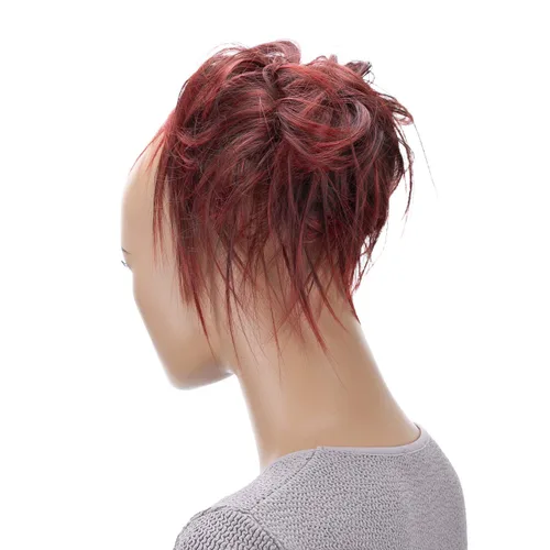 Vista 21 de CAISHA Prettyshop - Banda elástica XXL tipo postizo de cabello voluminoso ondulado, ideal para peinados recogidos de novias o rodetes desaliñados