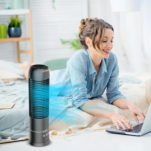 Vista 8 de DR.PREPARE Ventilador de torre pequeña de 16 pulgadas, 3 velocidades con temporizadores, ventilador oscilante de 70° para interiores, ventiladores