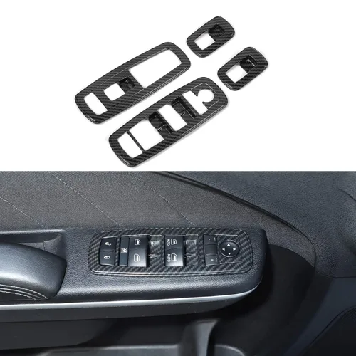 Vista 10 de Voodonala Interruptor de elevación de ventana, botón de control de elevalunas eléctrico, embellecedor para Dodge Charger Durango 2011-2025, para RAM