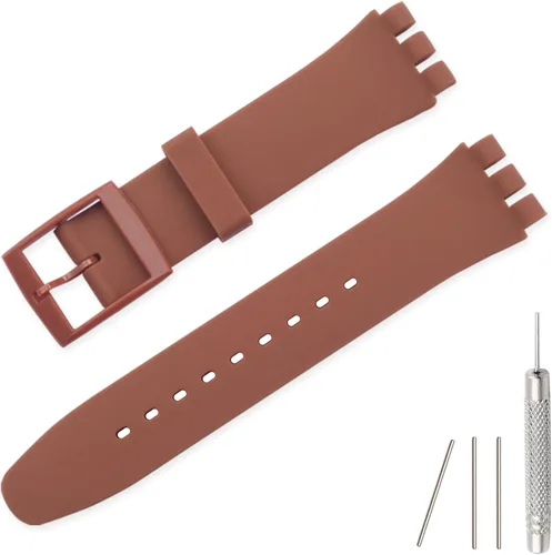 Vista 11 de Lijinlan Correa de silicona de repuesto para Swatch de 0.669 in, 0.748 in, 0.787 in, correa de reloj impermeable para Swatch Negro