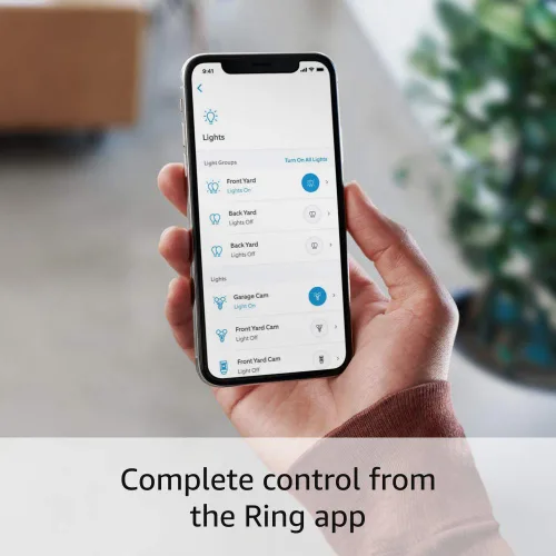 Vista 4 de Luz de pared solar Ring: luz de pared activada por movimiento, ledes brillantes y compatible con Amazon Sidewalk (negro)