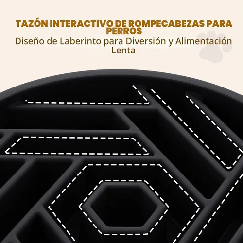 Vista 2 de WHIPPY Cuenco para perros de alimentación lenta, diseño de laberinto de rompecabezas para reducir la velocidad de comer, capacidad de 3 tazas Negro