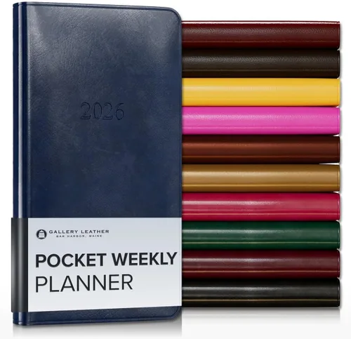 Vista 84 de Gallery Leather Planificador Semanal y Mensual Grande 2025-2026, Calendario Planificador y Cuaderno Elegantemente Encuadernado con Elegantes Bordes
