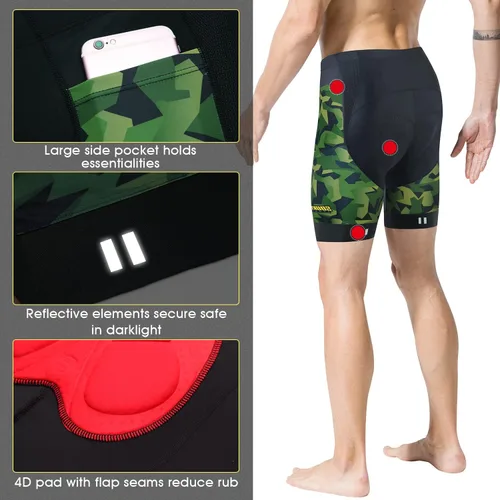 Vista 18 de Souke Sports Pantalones cortos de ciclismo acolchados para hombre, cómodos pantalones de ciclismo de carretera
